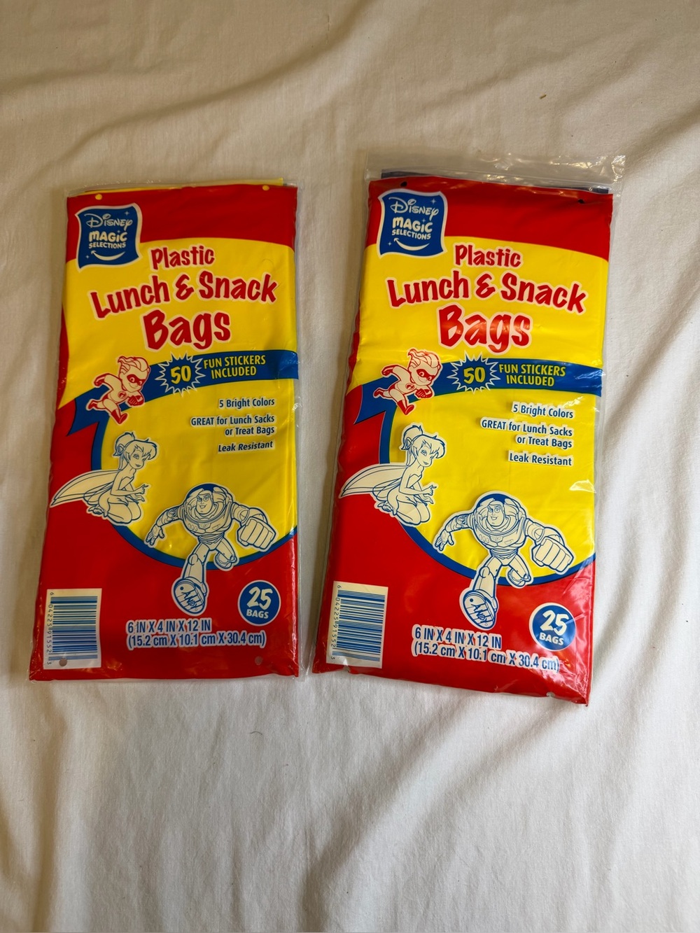 Disney Plastic Lunch & Snack Bags - Red & Yellow (25 Count)
